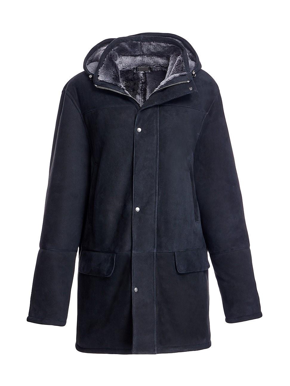 Mens Nubuck and Shearling Hooded Parka Product Image