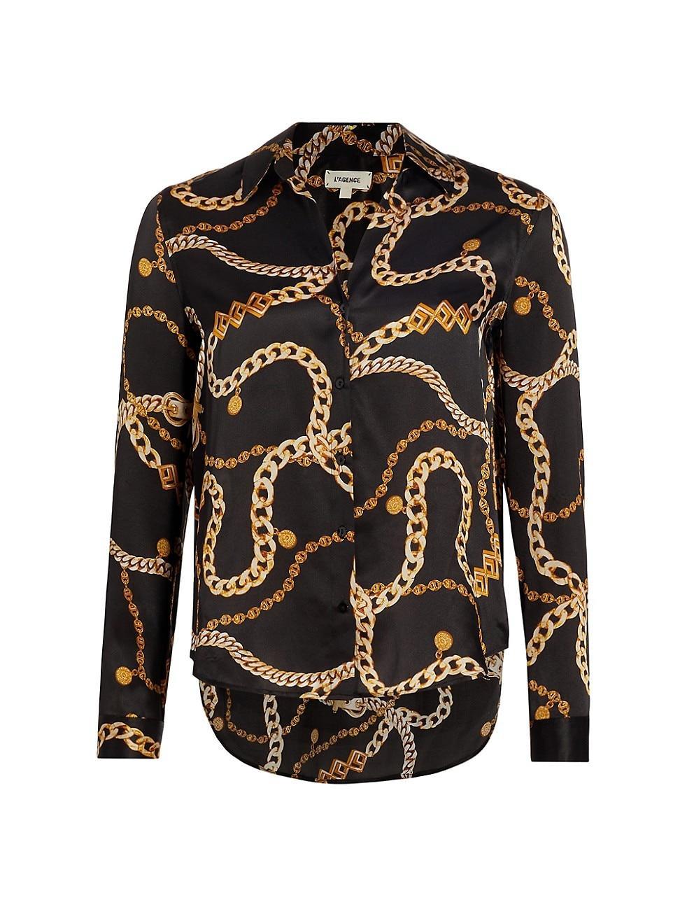 Tyler Chain-Print Silk Blouse Product Image