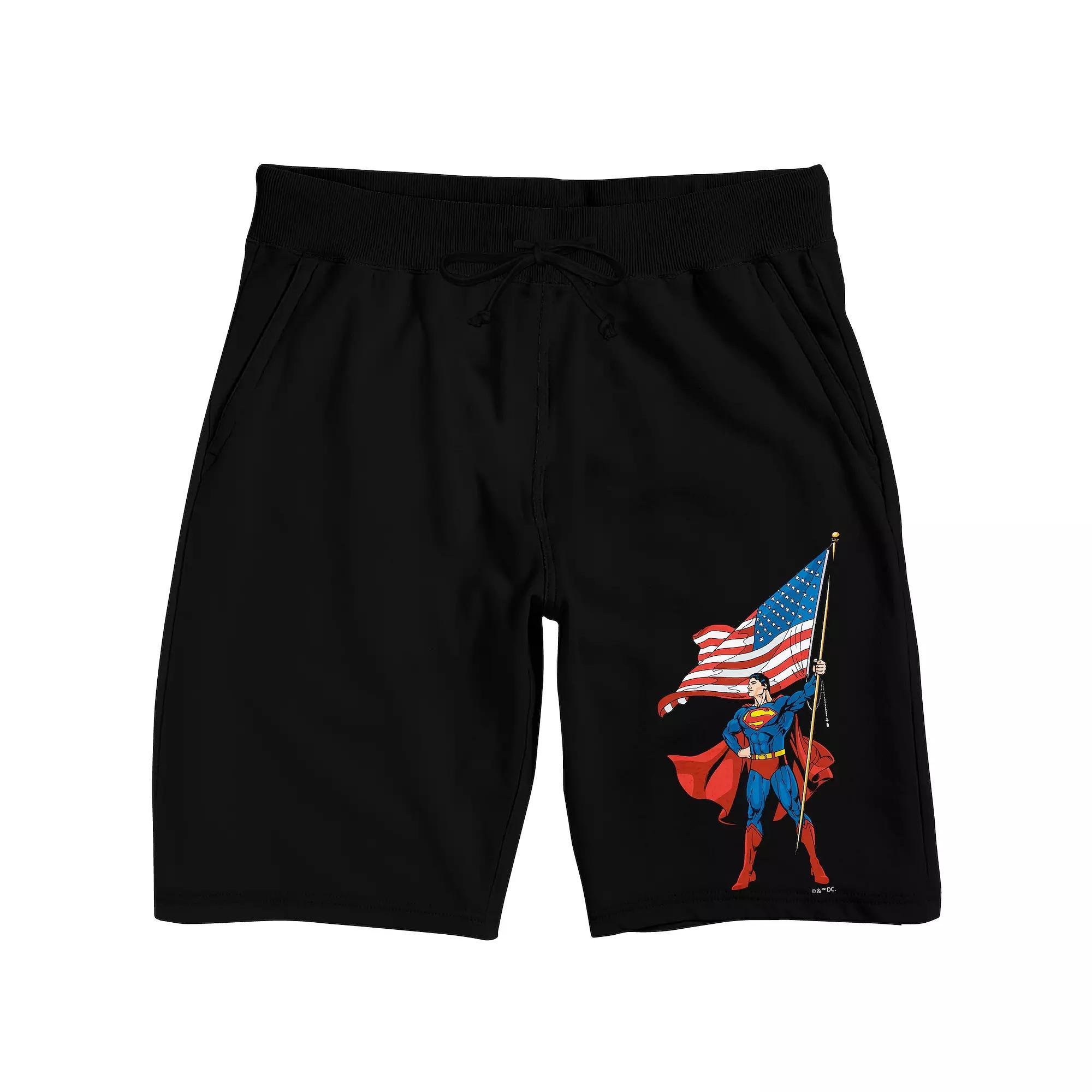 Men's Original & Unrestored DC Comics Superman Americana Pajama Shorts, Size: XXL, Black Product Image