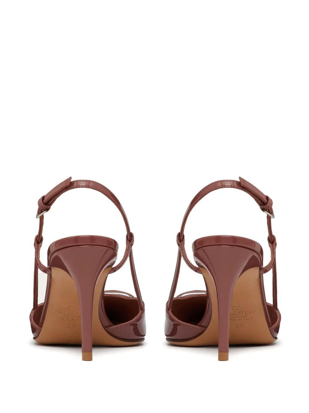 VALENTINO GARAVANI Vlogo Signature Patent Leather Slingback Pump 80mm Woman Brown 40.5 Product Image
