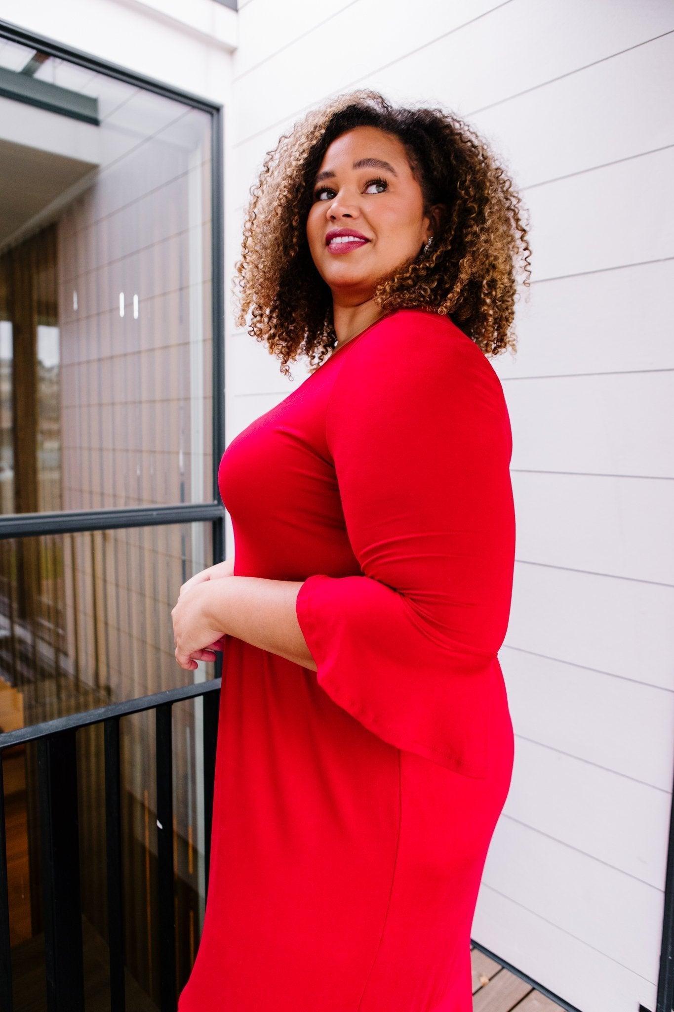Cloudy Skies Dress in Crimson (Online Exclusive) Product Image