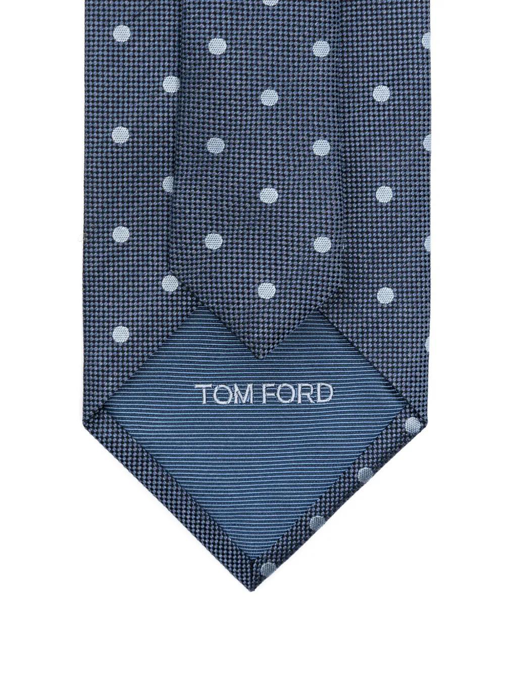 TOM FORD Polka-dot Tie In Blue Product Image