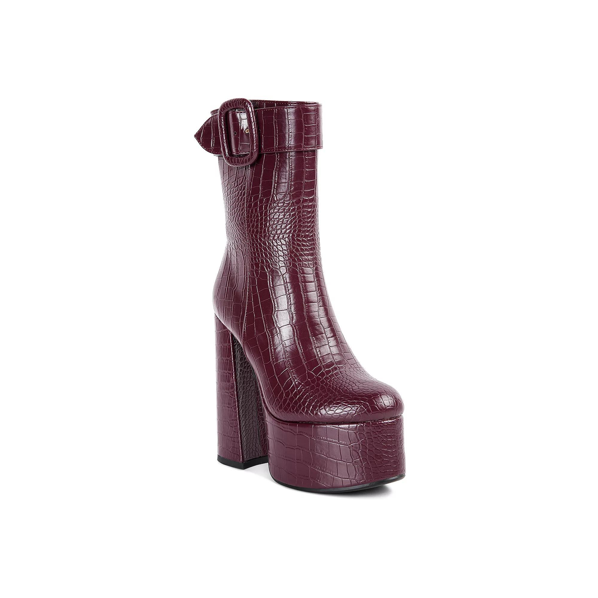 London Rag Bumpy Women's Platform Ankle Boots, Size: 5, Red Product Image