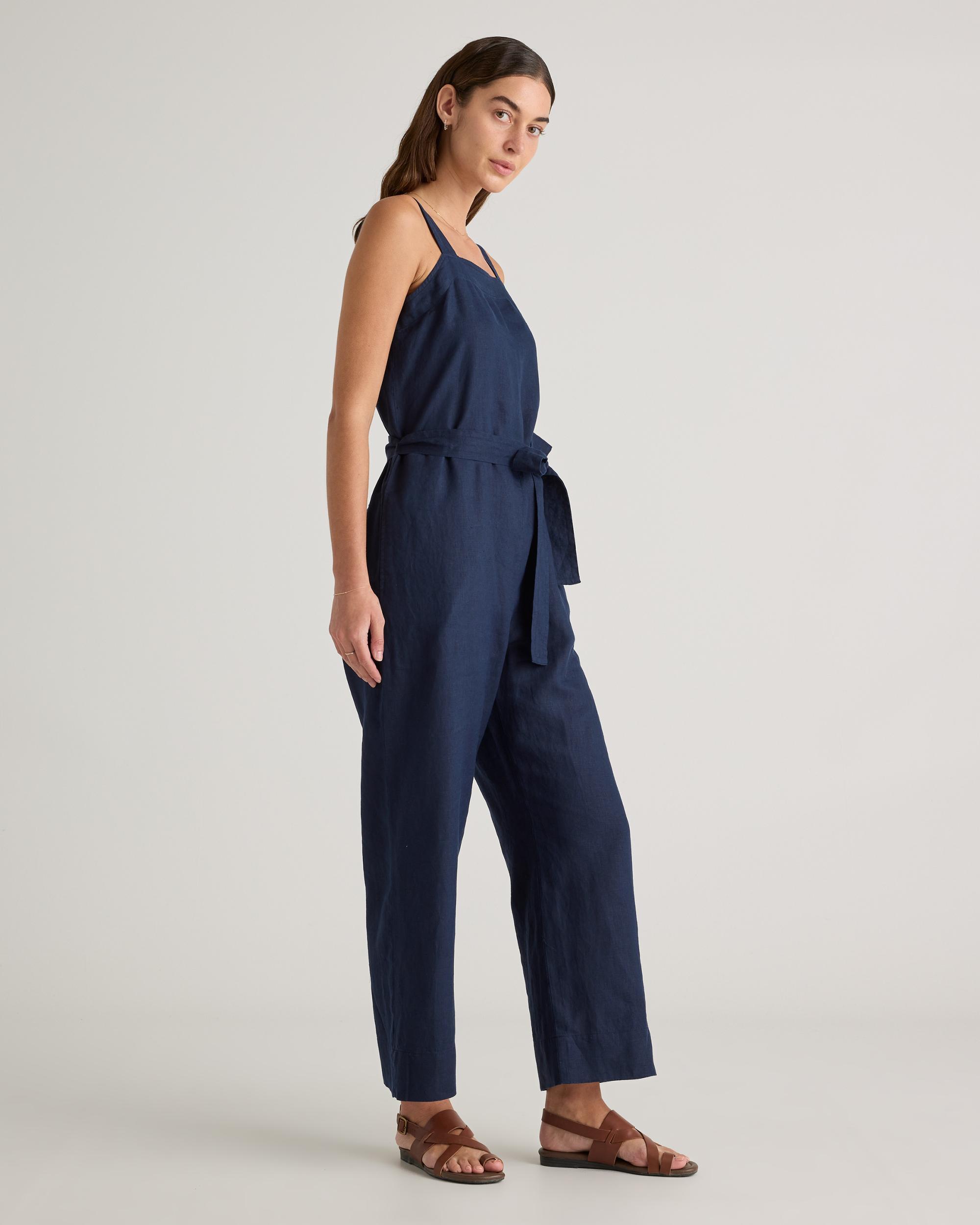 Quince | Women's 100% European Linen Square Neck Jumpsuit Size XS Product Image