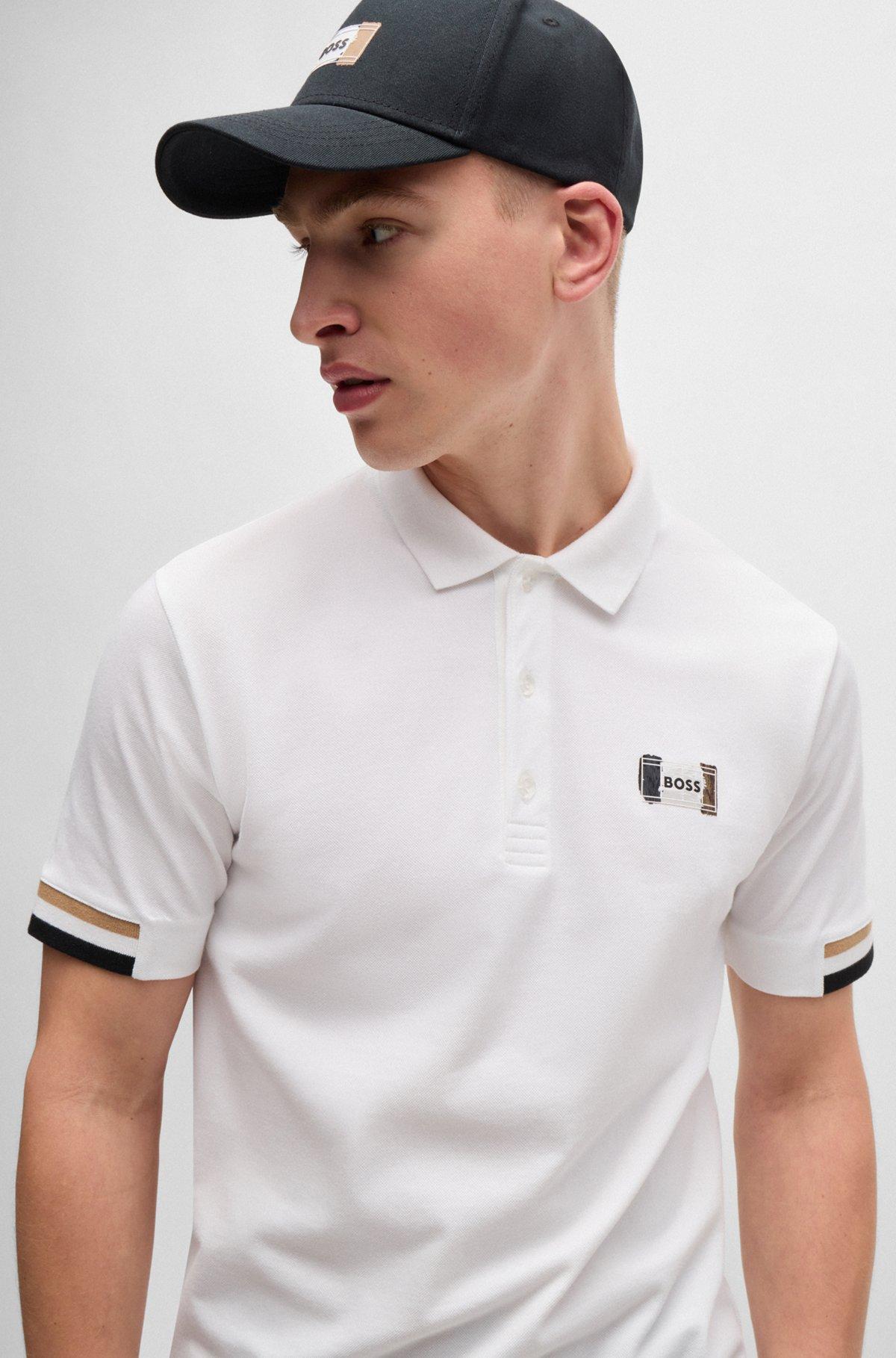 Mercerized-cotton polo shirt with signature stripes Product Image