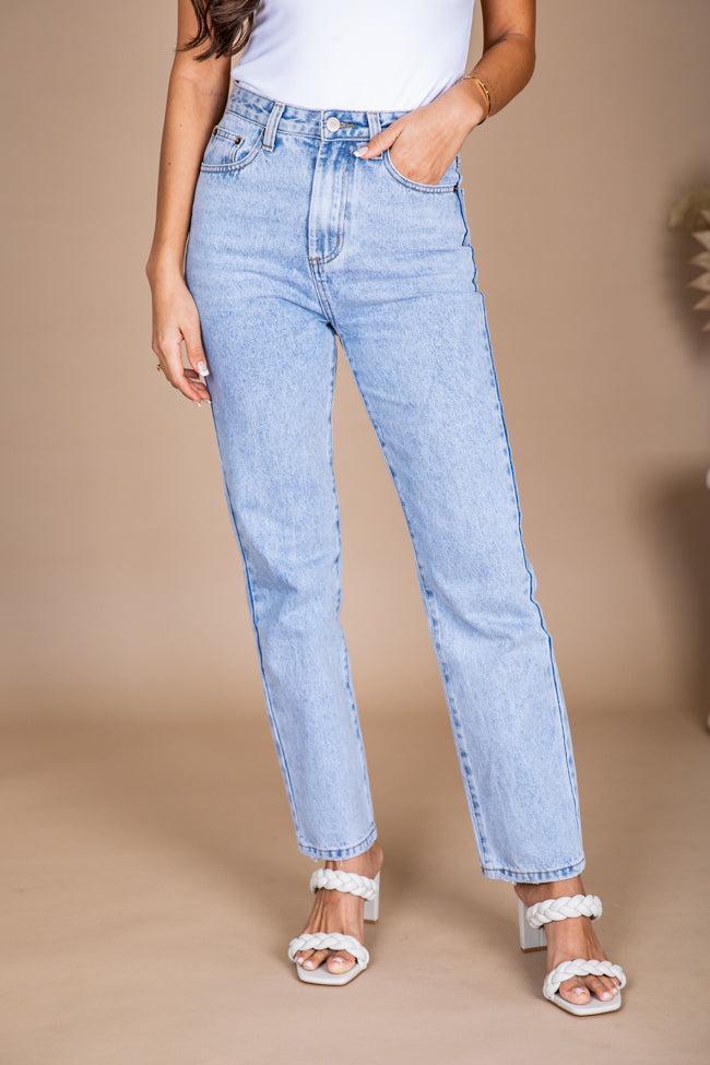 Megan Light Wash Straight Leg Mom Jeans FINAL SALE Product Image