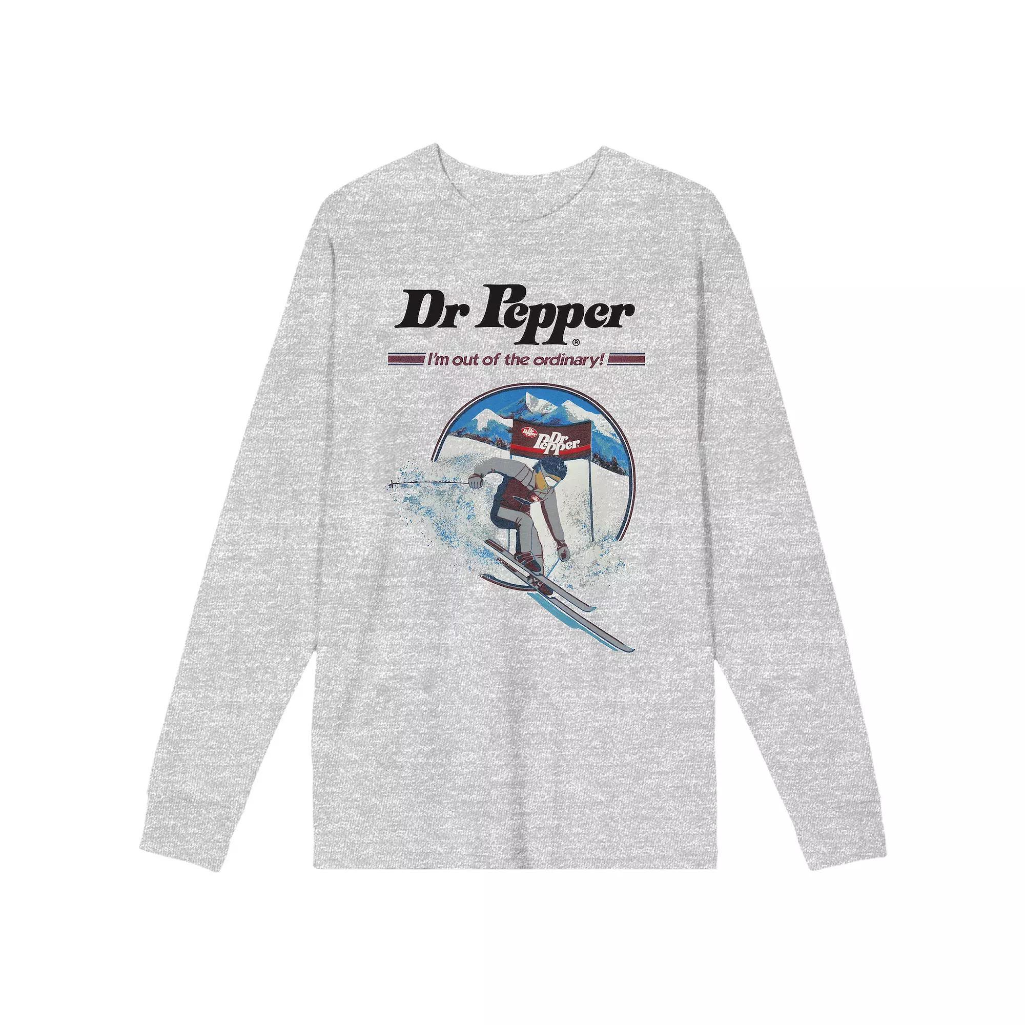 Men's Dr. Pepper I'm Out of the Ordinary Skiing Long Sleeve Graphic Tee, Size: XL, Gray Product Image
