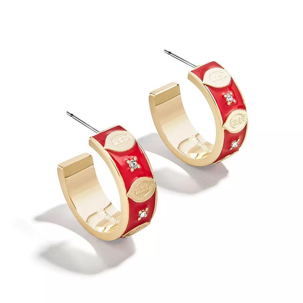 WEAR By Erin Andrews x BaubleBar Cincinnati Reds Enamel Hoop Earrings, Women's, Red Gold Product Image