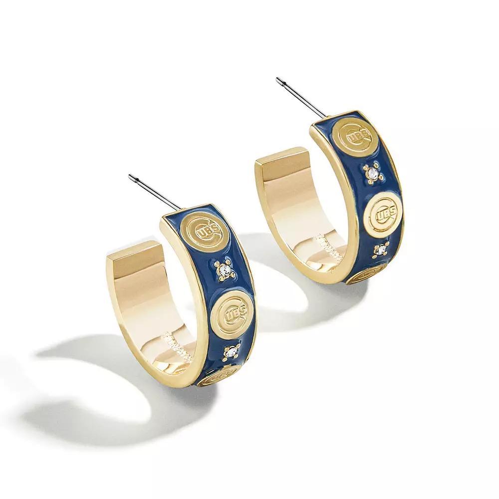 WEAR By Erin Andrews x BaubleBar Chicago Cubs Enamel Hoop Earrings, Women's, Gold Product Image