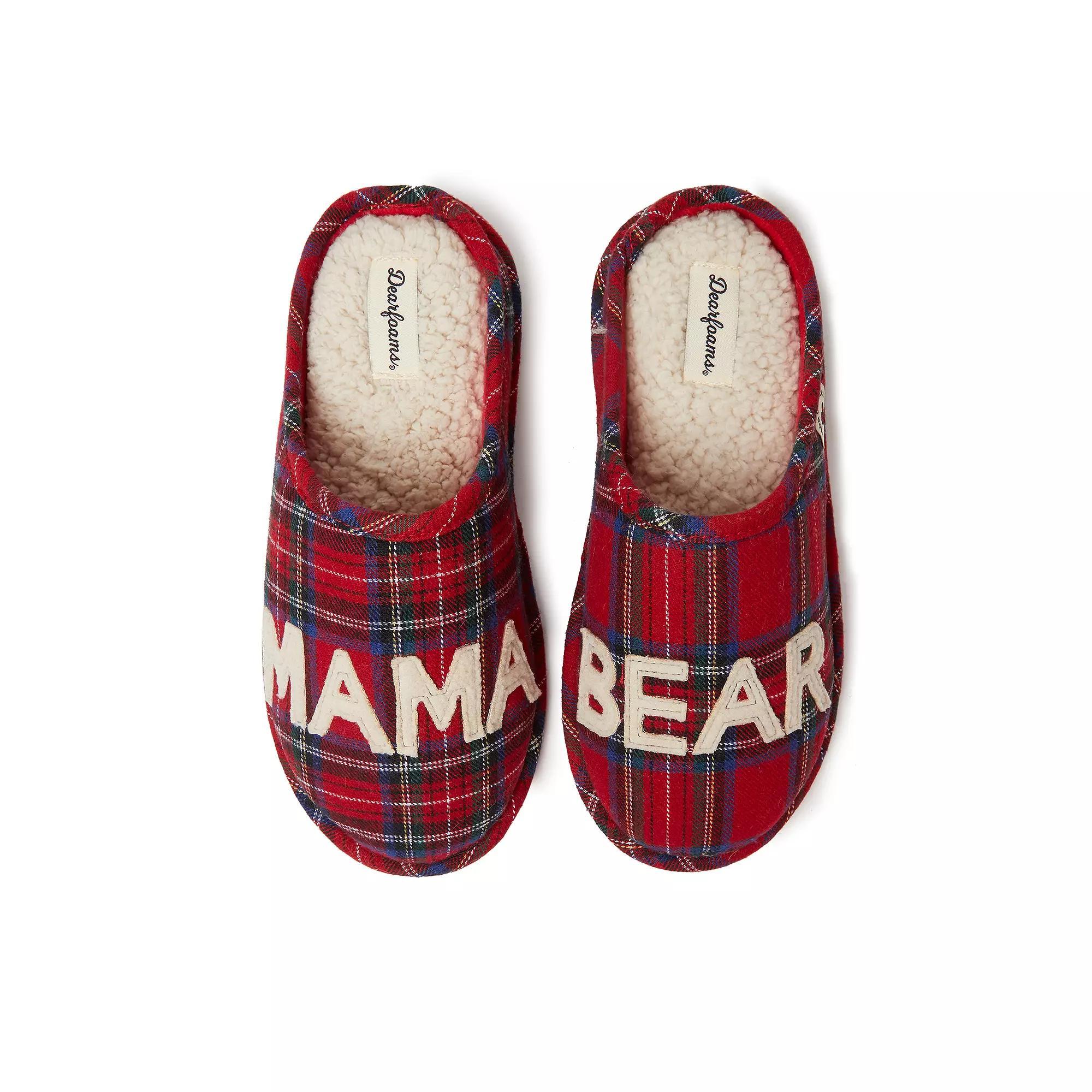 Women's Dearfoams Mama Bear Plaid Clog Slippers, Size: Large, Tartan Plaid Product Image
