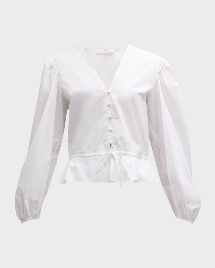 Cinched Organic Cotton V-Neck Blouse Product Image