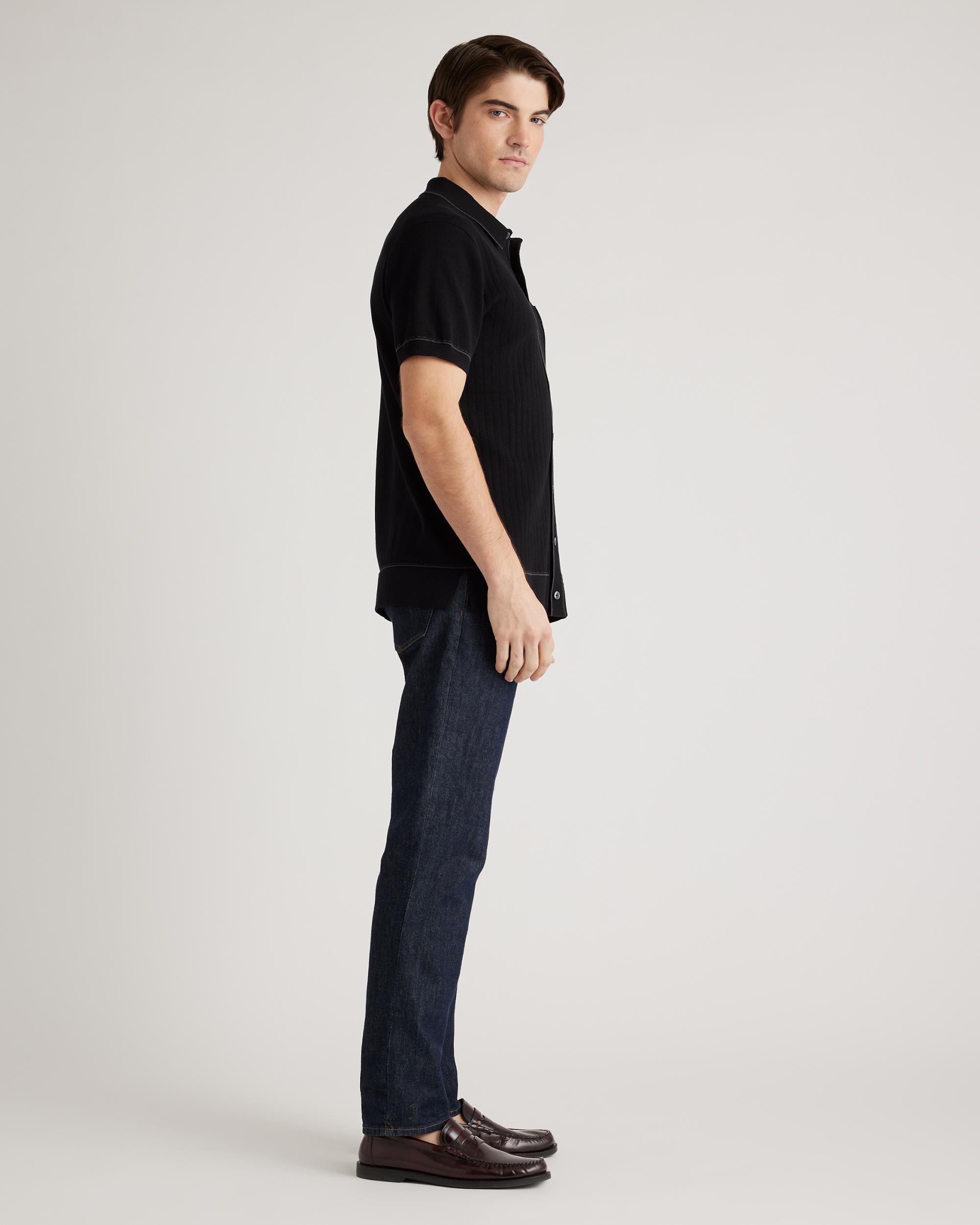 Quince | Men's -Silk Button Down Polo Sweater Organic Cotton Product Image