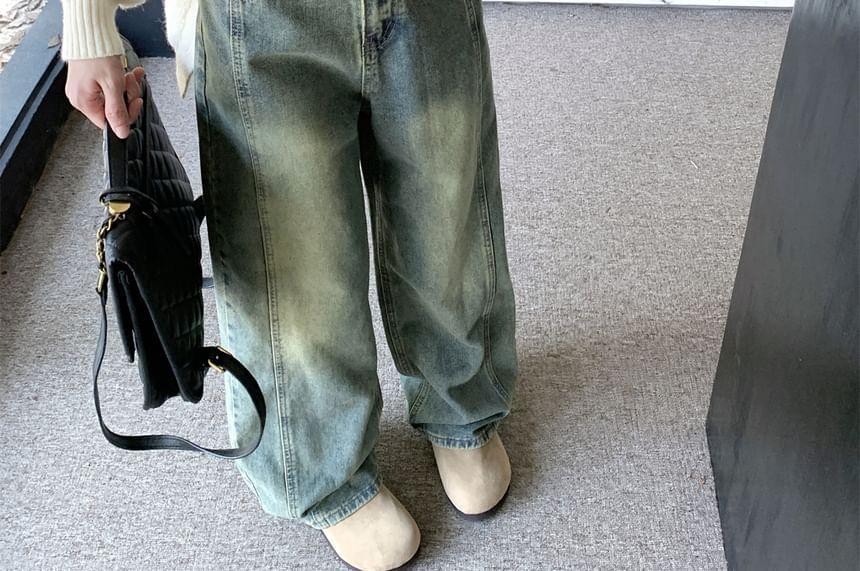 Flip-Over High-Waist Wide-Leg Jeans Product Image