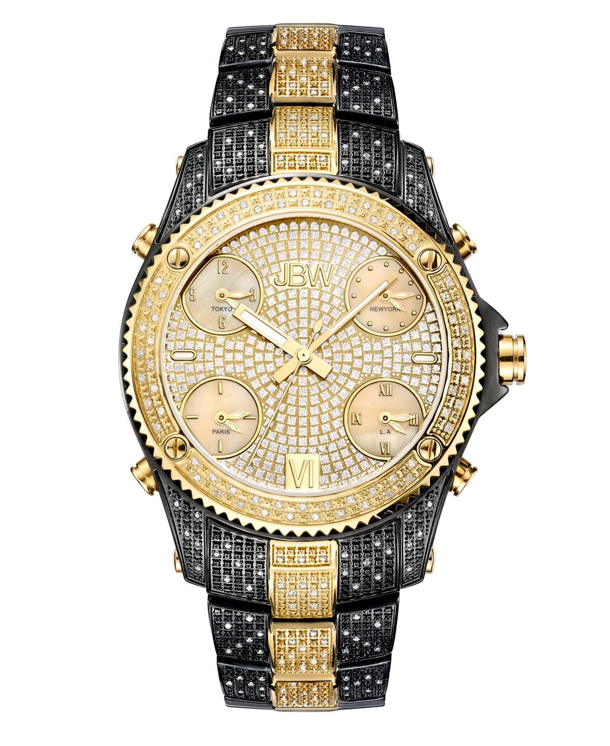 Men's JBW Jet Setter 2-1/3 CT. T.w. Diamond 18K Gold Plate and Black IP Watch with Gold-Tone Dial (Model: Jb-6213-D) Product Image