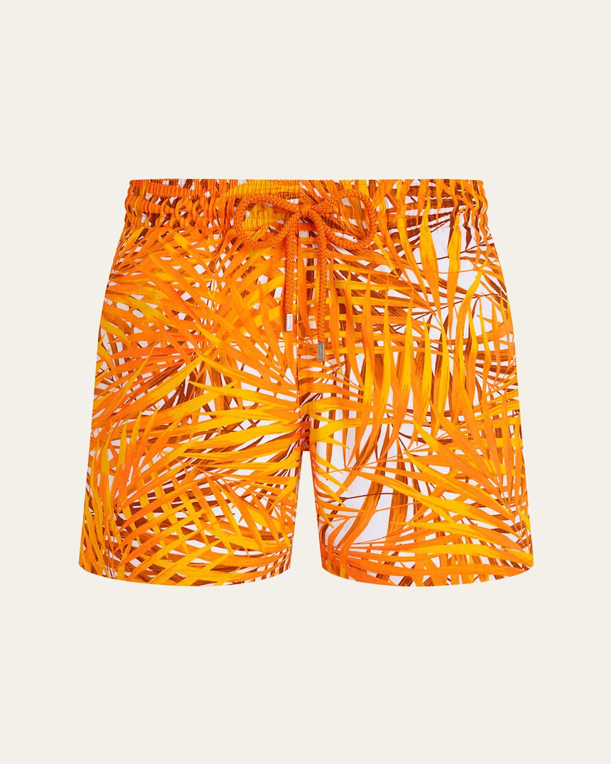 Vilebrequin Men's Palm Leaves Stretch Swim Shorts in Mangue at Nordstrom, Size Large Product Image
