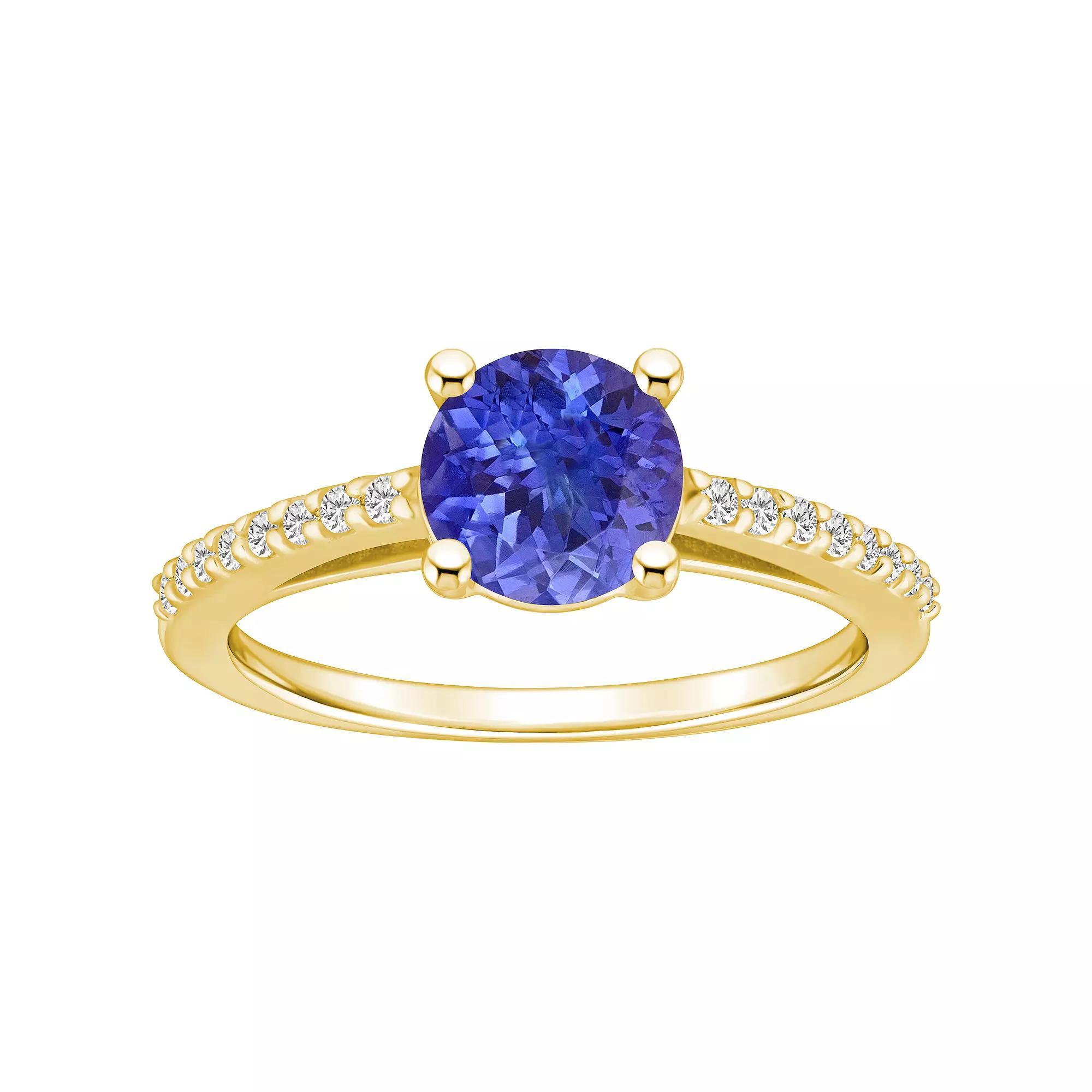 Alyson Layne 10k Gold Round Gemstone 1/6 Carat T.W. Diamond Ring, Women's, Size: 7, Tanzanite Product Image