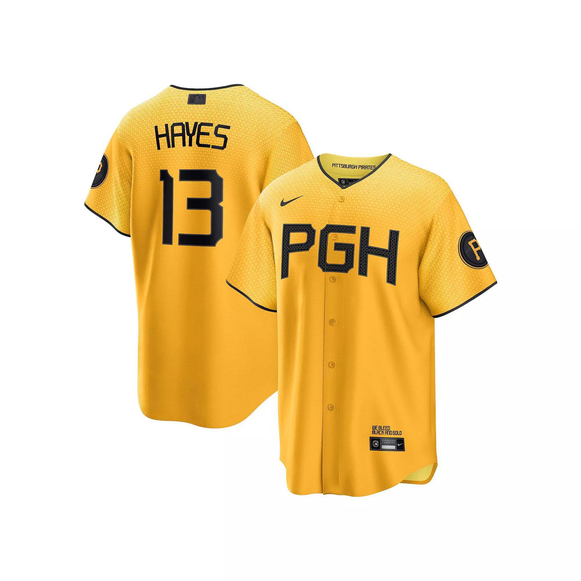 Men's Nike Ke'Bryan Hayes Gold Pittsburgh Pirates 2023 City Connect Replica Player Jersey, Size: Large Product Image