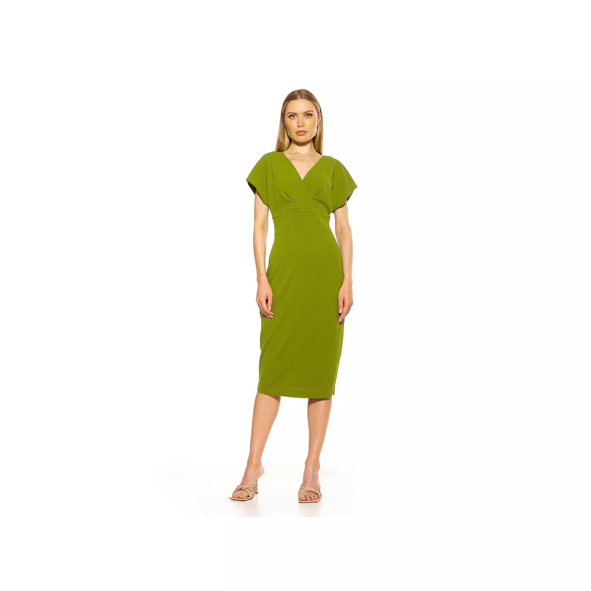 Women's ALEXIA ADMOR Naomi Draped Sheath Dress, Size: XS, Green Product Image