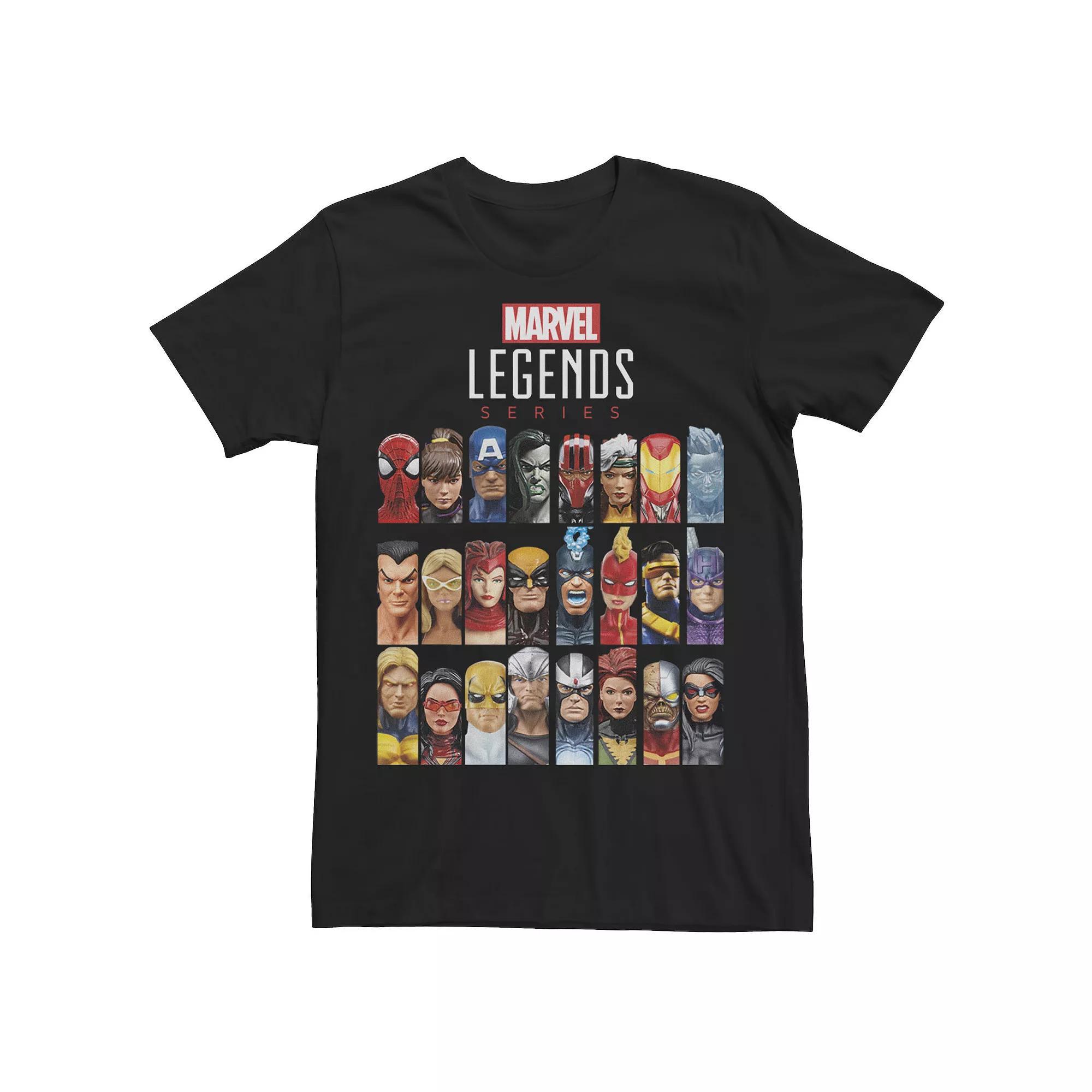 Mens Marvel Legends Series Hero Head Shots Poster Graphic Tee Product Image