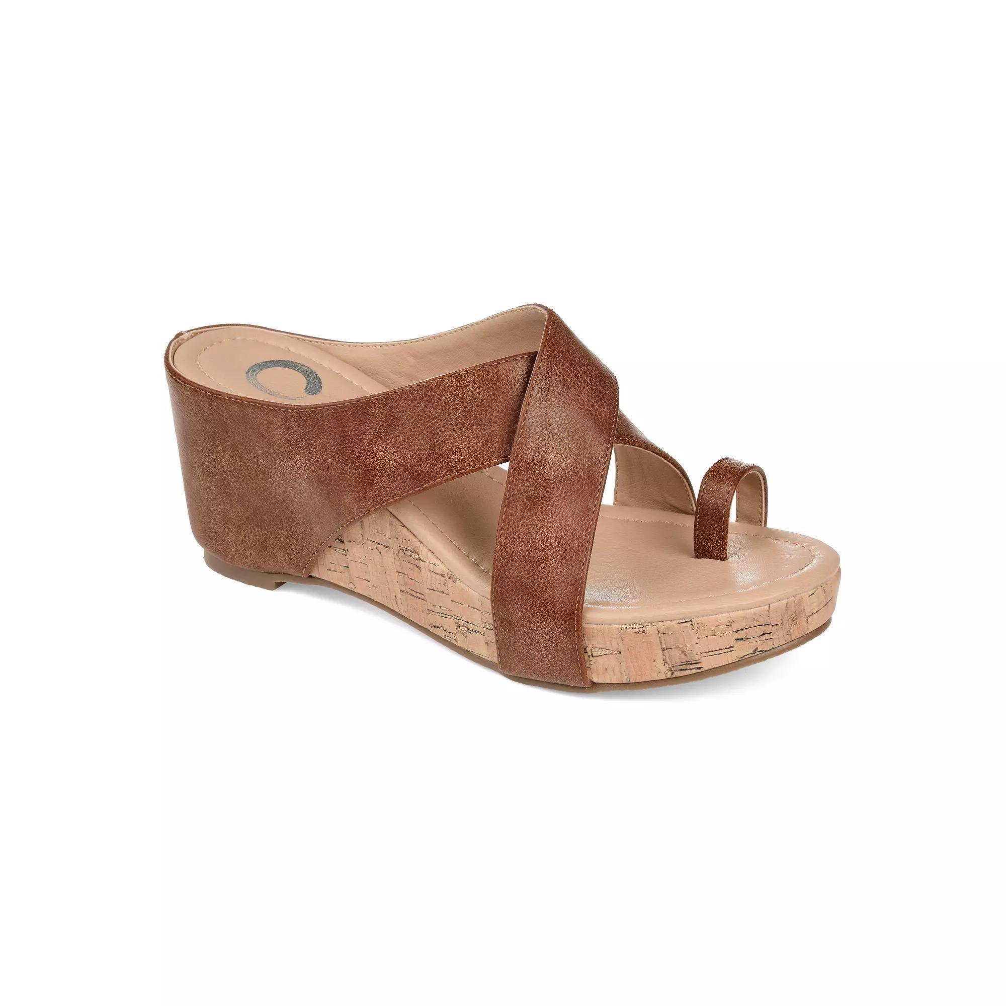 Journee Rayna Womens Wedge Sandals Blue Product Image