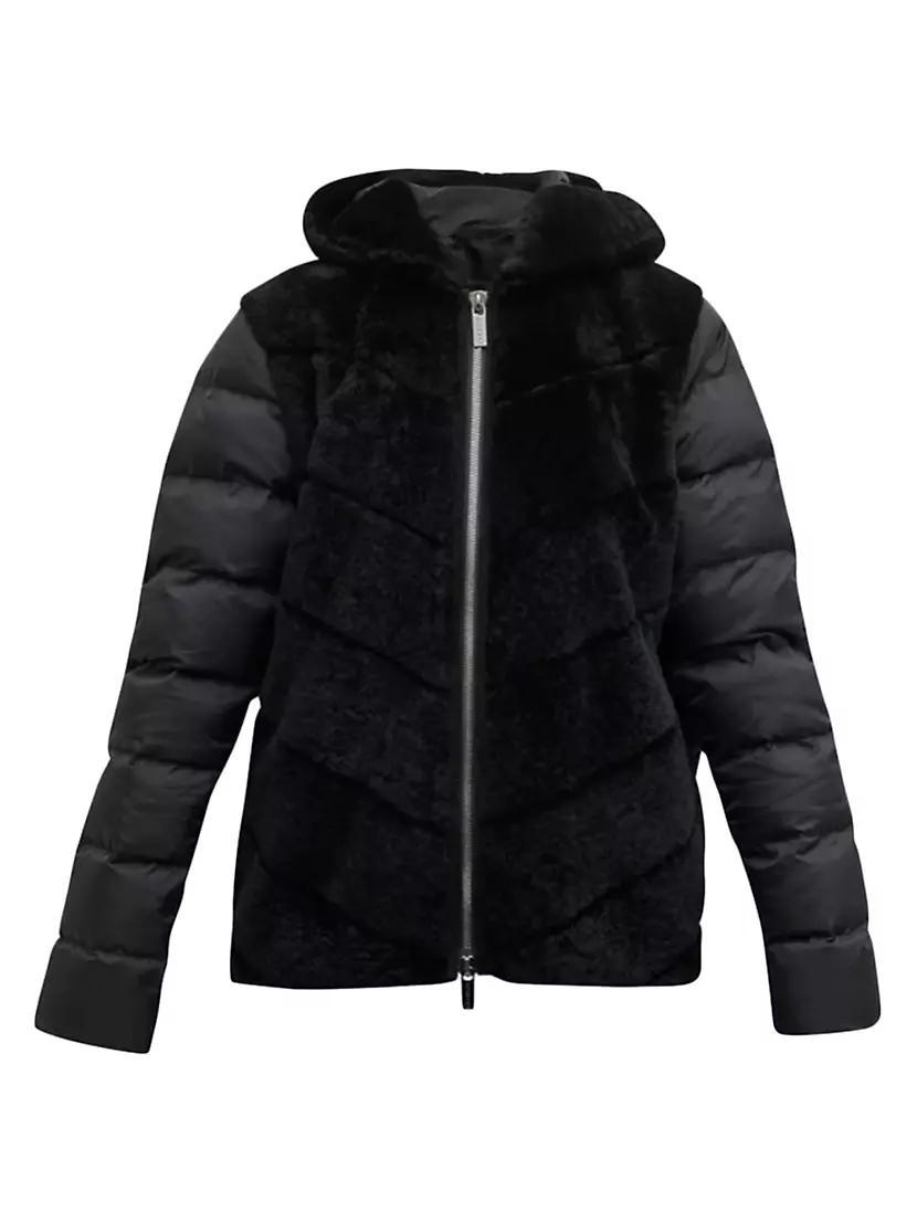 Chevron Lamb Shearling Parka w/ Quilted Sleeves And Back Product Image