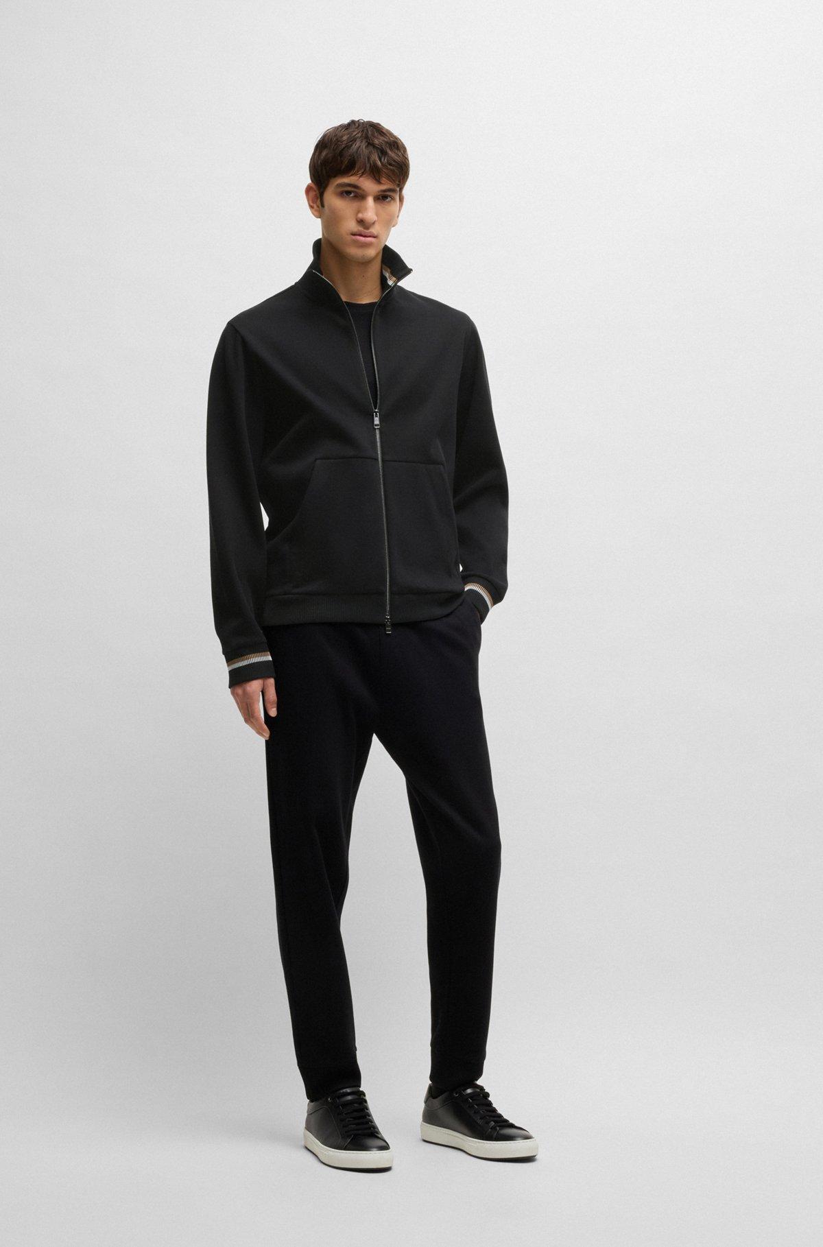 Mercerized-cotton regular-fit sweatshirt with stripe cuffs Product Image