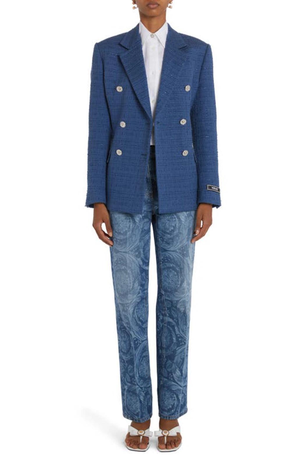FERRAGAMO Versace Jacquard Jeans In Medium Blue Product Image