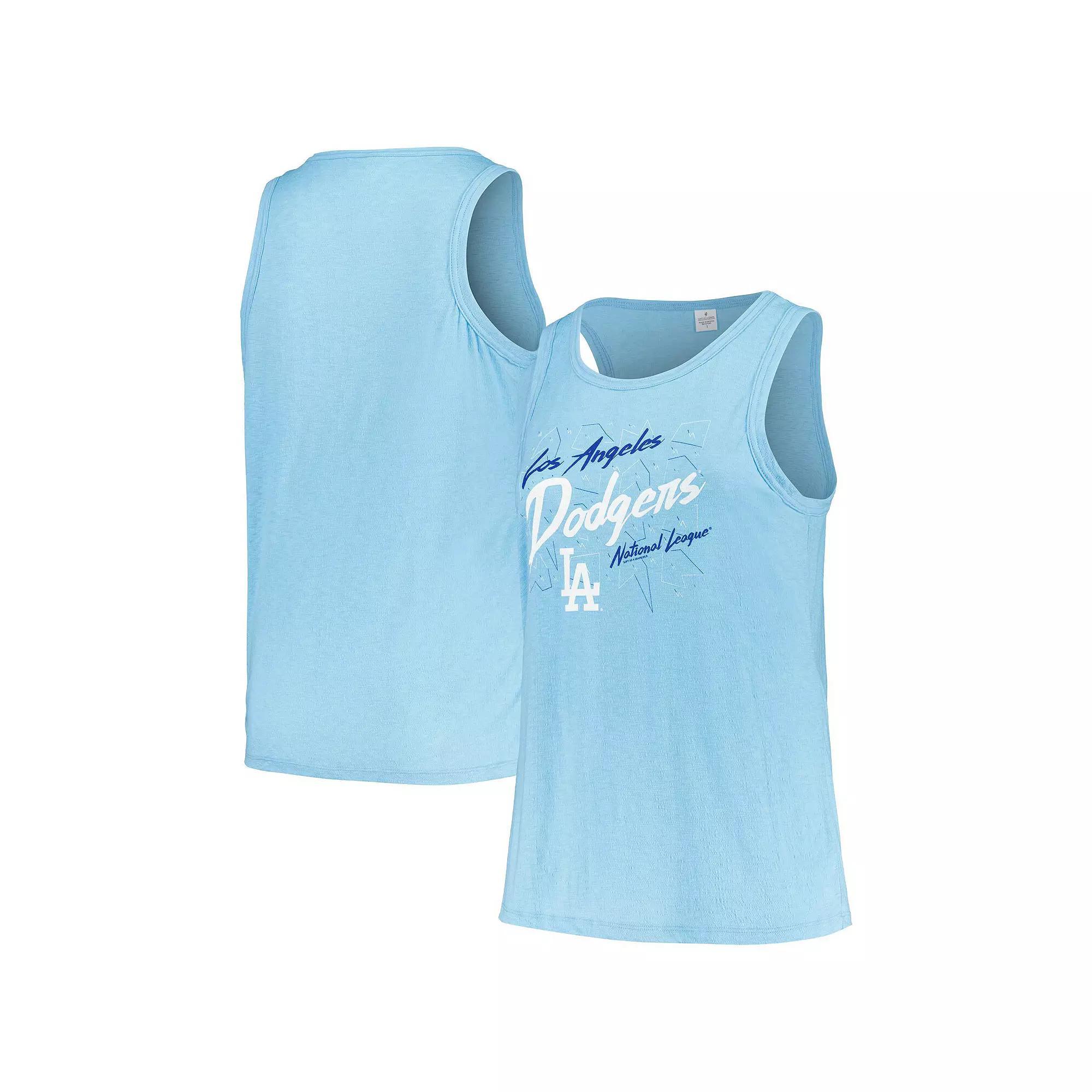 Women's Soft as a Grape Light Blue Los Angeles Dodgers Plus Size Curvy High Neck Tri-Blend Tank Top, Size: 1XL Product Image