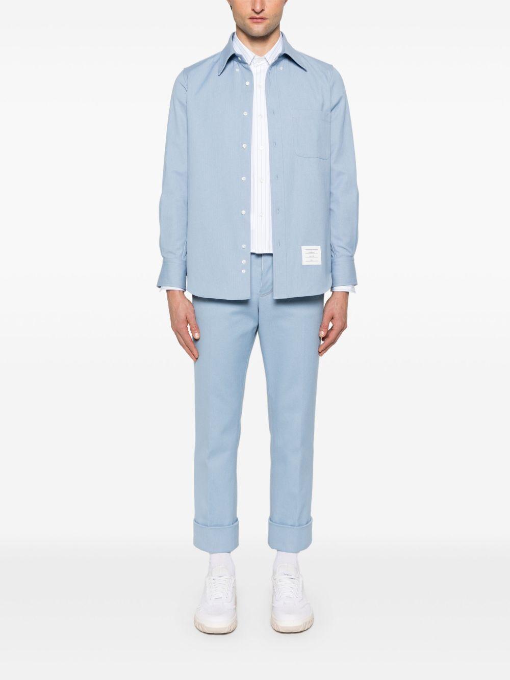 THOM BROWNE Classic Fit Cotton Button-down Shirt In Light Blue Product Image