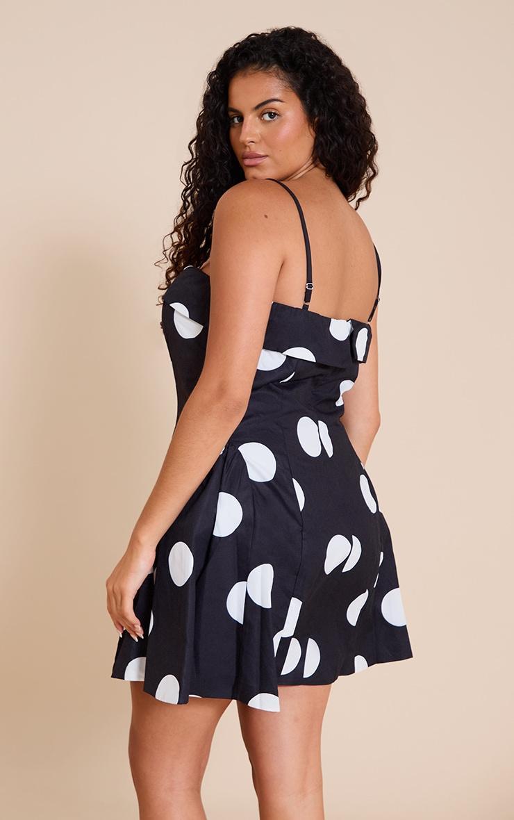 Plus Monochrome Polka Dot Strappy Structured Shift Dress Product Image