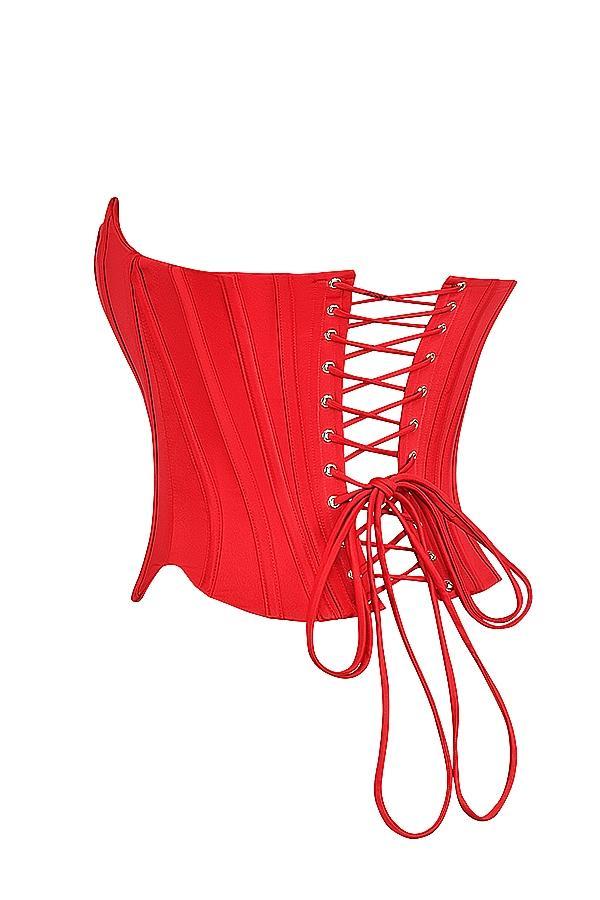 Genevieve  scarlet satin lace back corset Product Image