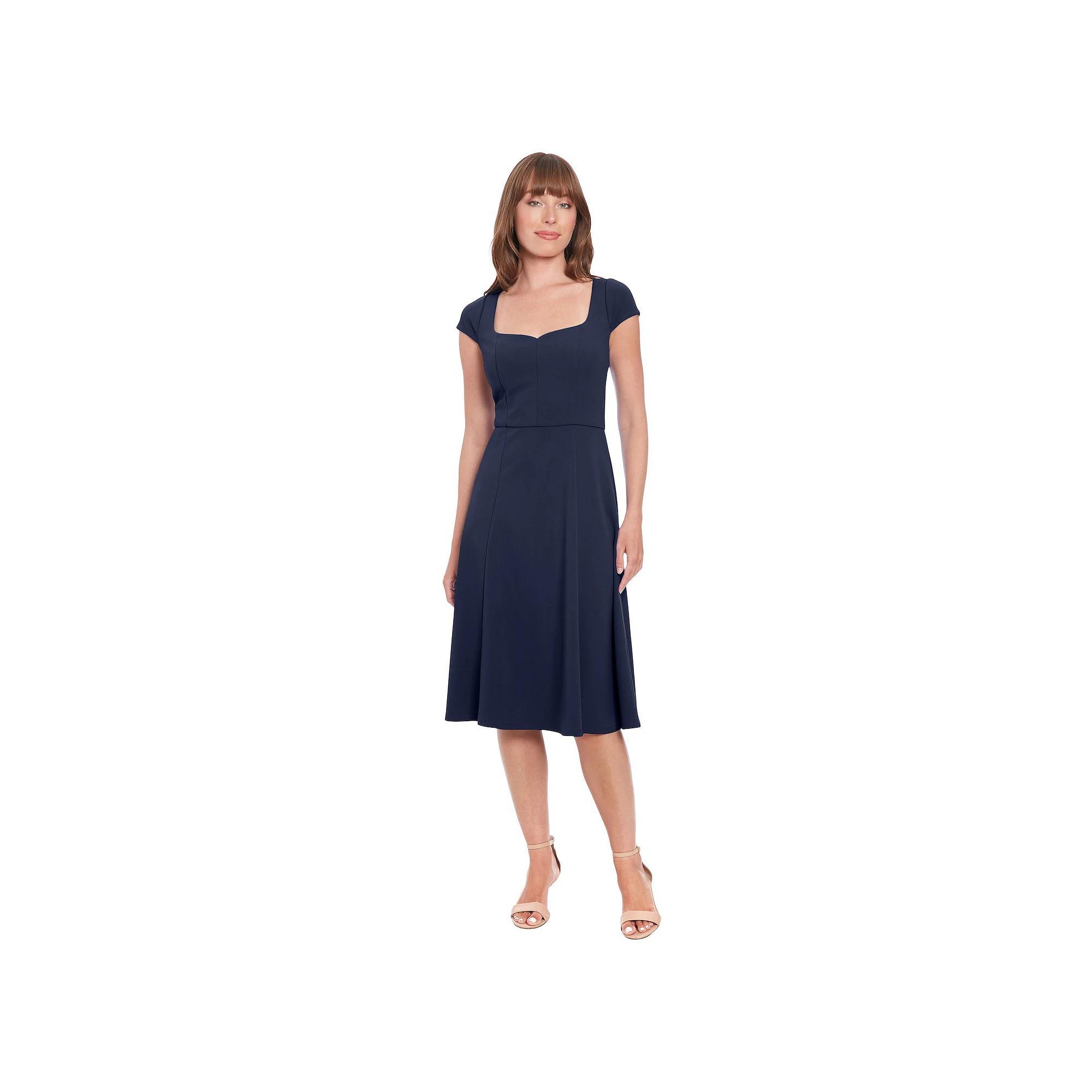 Women's London Times Cap Sleeve Fit & Flare Dress, Size: 4, Blue Blazer Product Image
