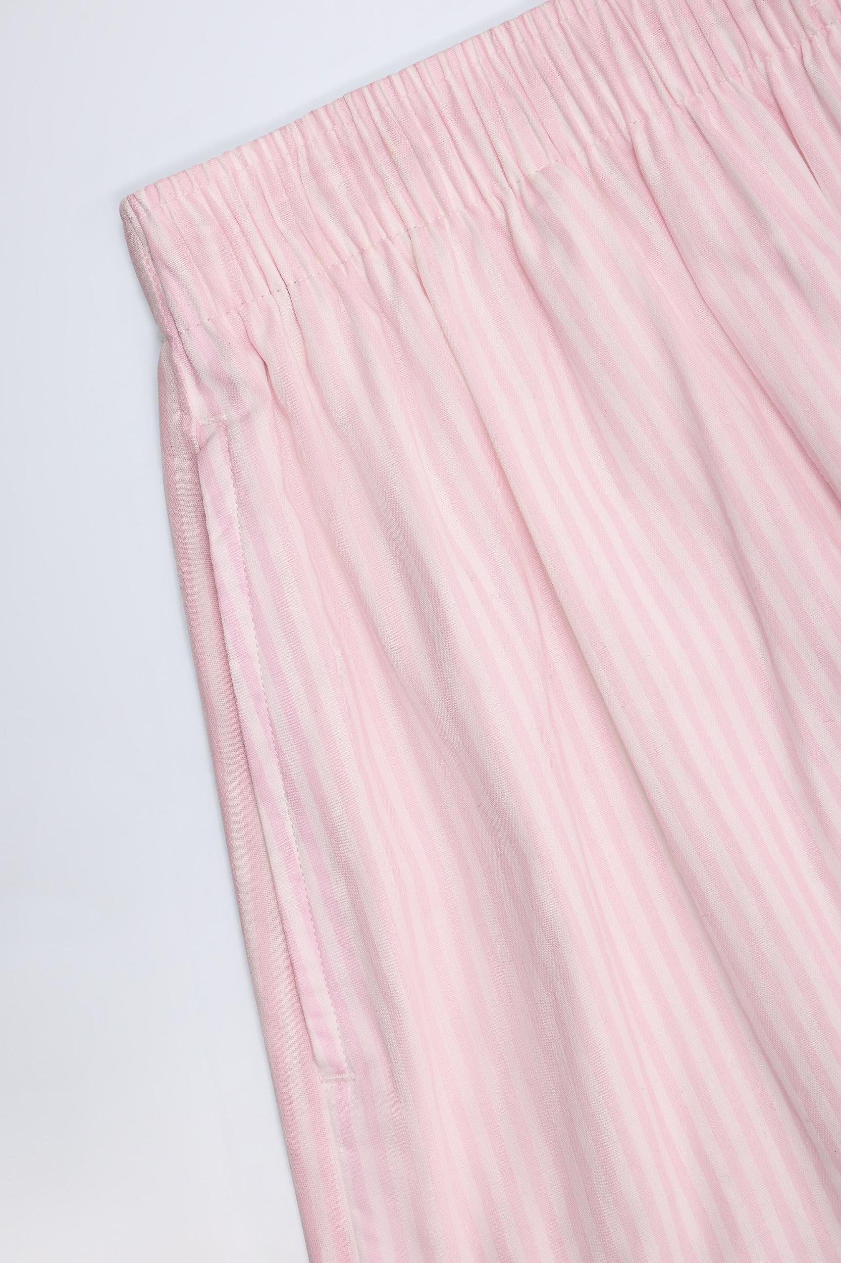Tie-Front Cotton-Poplin Shorts in Pink & White Stripe Product Image