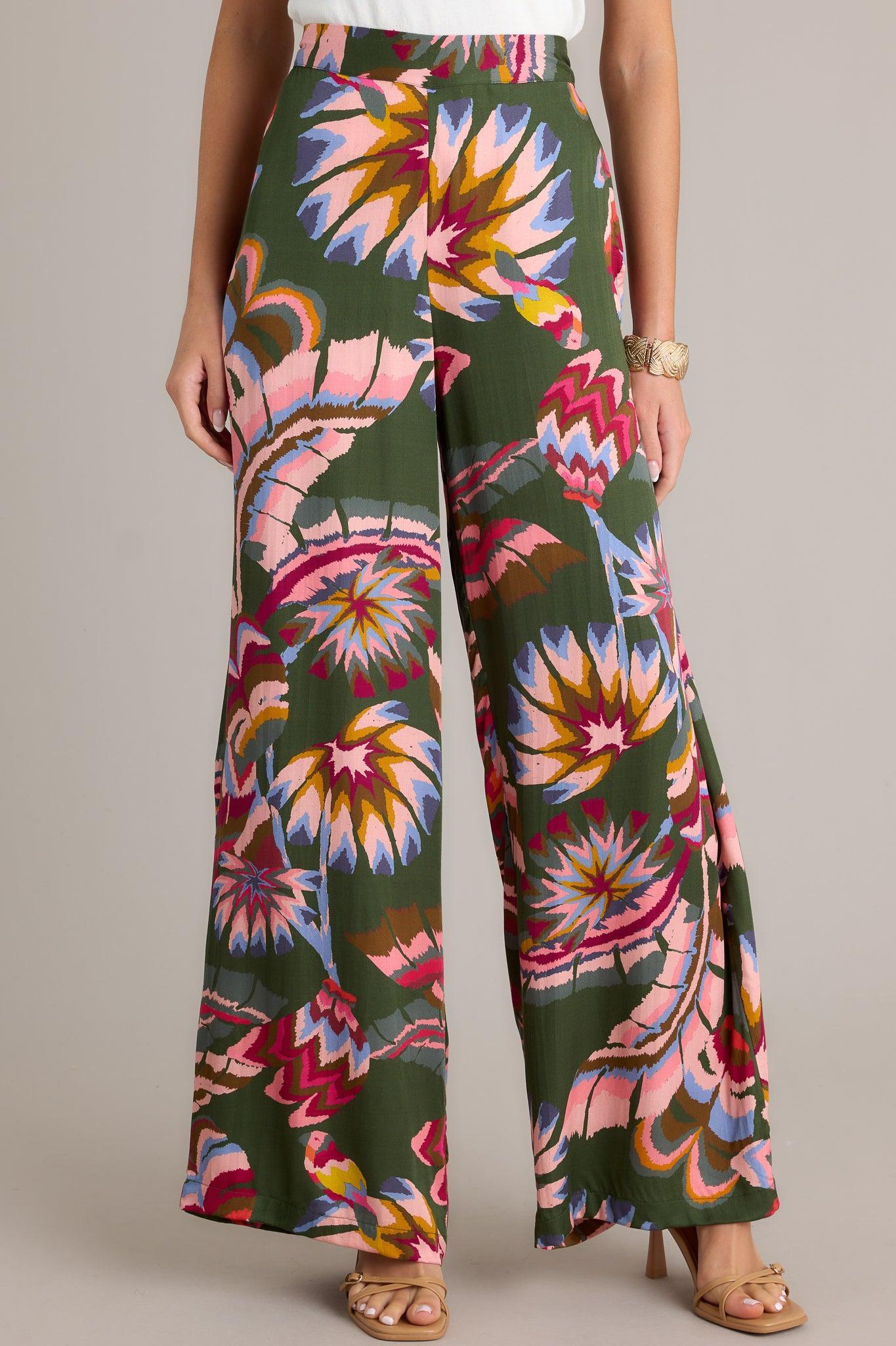 Secret Willow Green Multi Wide Leg Pants Product Image