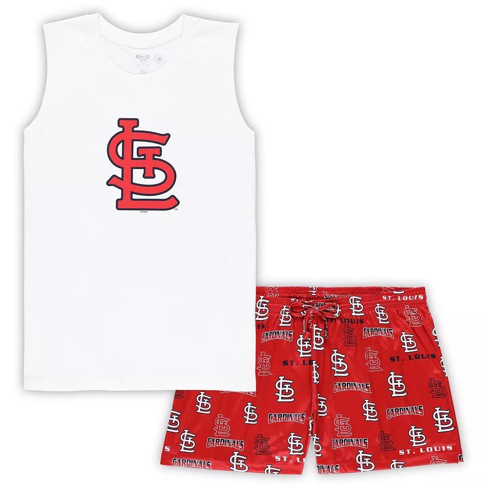 Women's Concepts Sport White/Red St. Louis Cardinals Plus Size Tank Top & Shorts Sleep Set, Size: 1XL Product Image