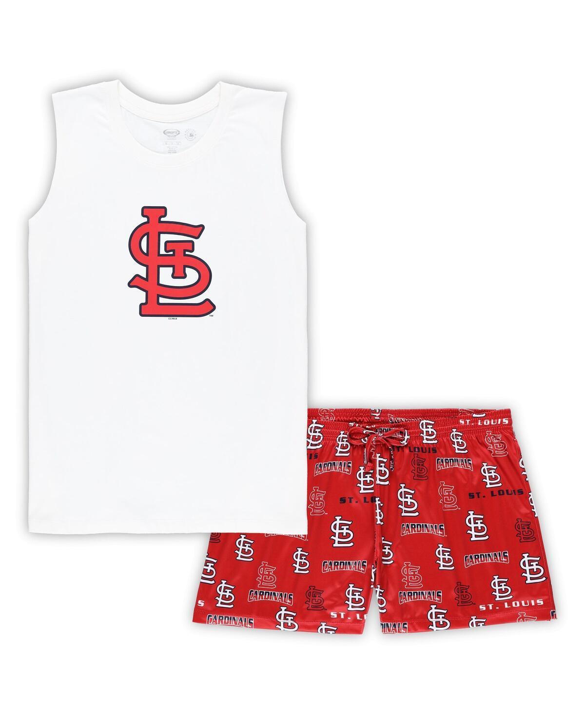 Women's Concepts Sport White/Red St. Louis Cardinals Plus Size Tank Top & Shorts Sleep Set, Size: 1XL Product Image
