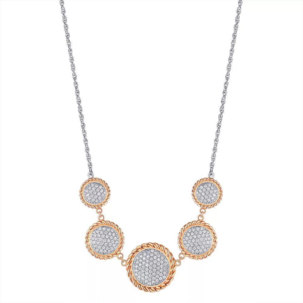 Forever Radiant Sterling Silver Two-Tone Cubic Zirconia Disc Necklace, Women's, Size: 18", Two Tone Product Image
