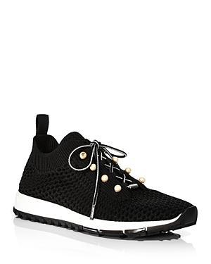 Womens Veles Faux Pearl-Embellished Crocheted Sneakers Product Image