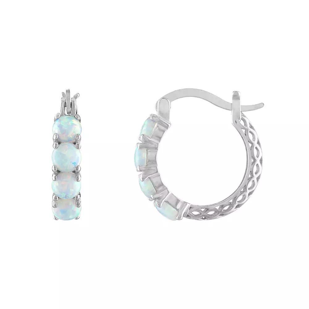 Designs by Gioelli Sterling Silver Filigree Hoop Earrings, Womens, Lab Created White Spphr Product Image