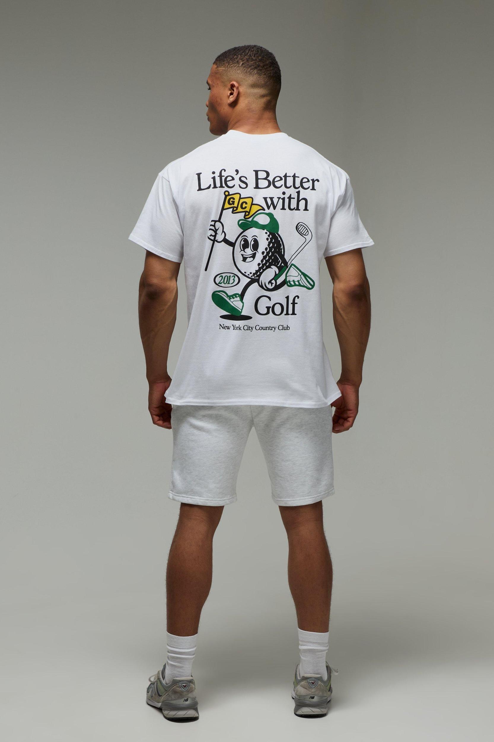 MAN Active Golf Cartoon Graphic Oversized T-Shirt | boohooMAN USA Product Image