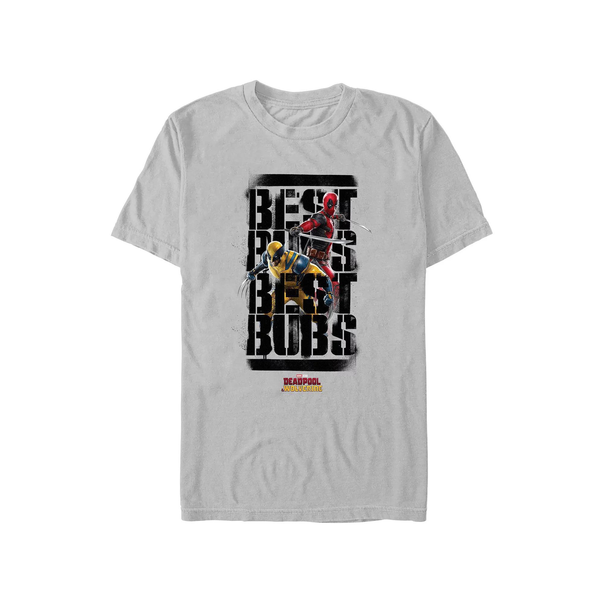 Men's Marvel Deadpool And Wolverine Best Bubs Poster Graphic Tee, Size: Medium, Silver Product Image