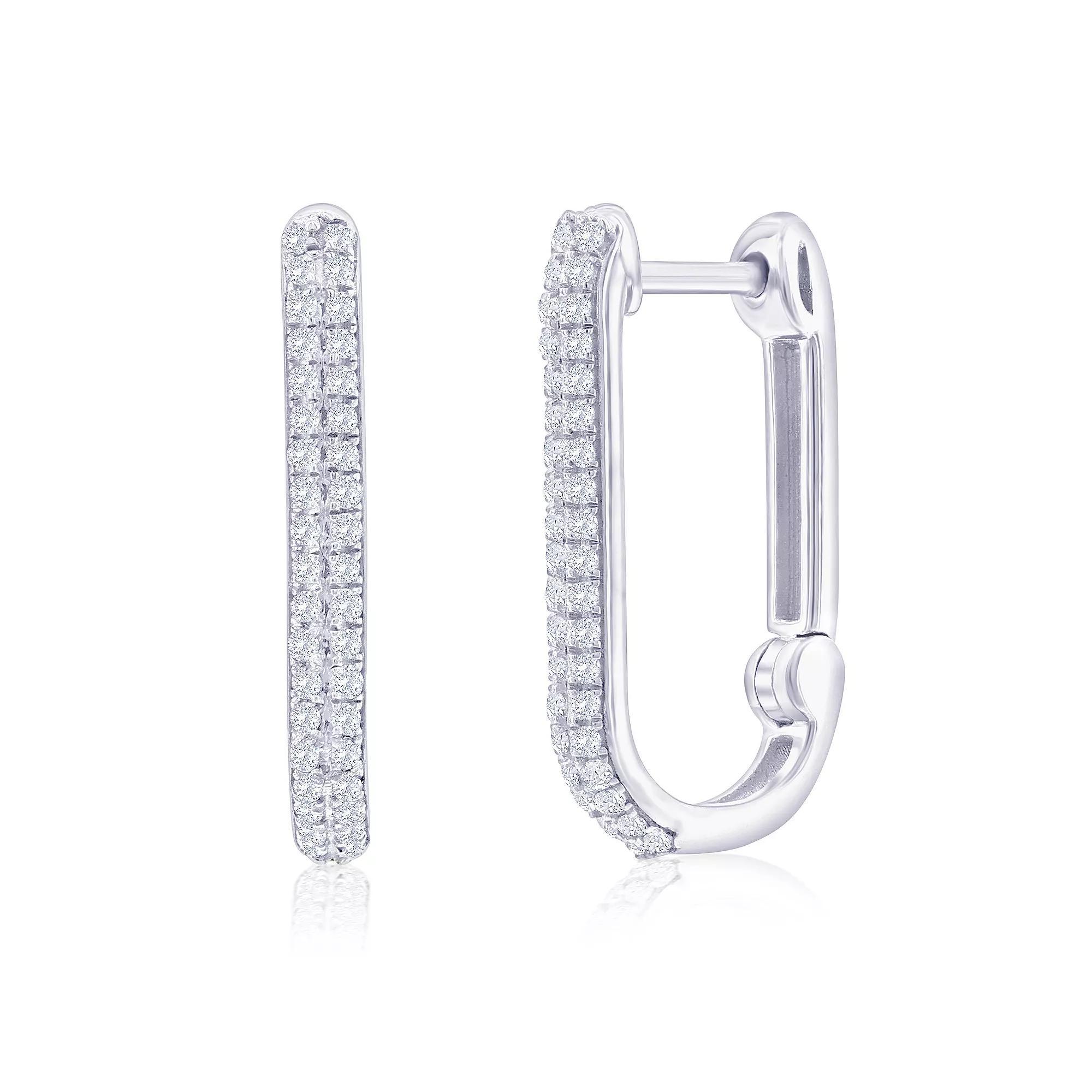 Divine Gold Sterling Silver 1/8 Carat T.W. Diamond U-Hoop Earrings, Women's Product Image