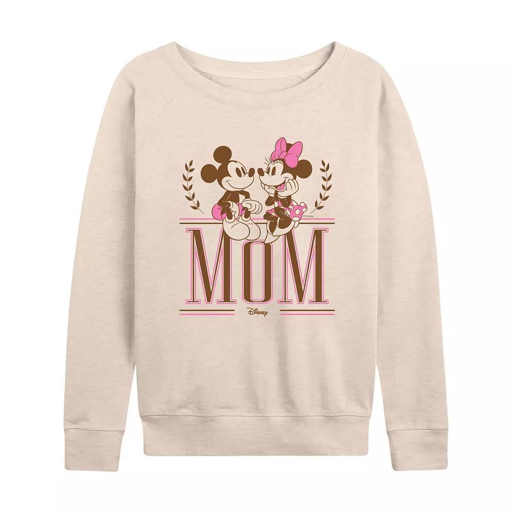 Disneys Mickey & Minnie Mouse Womens Mom Collegiate French Terry Long Sleeve Tee Product Image
