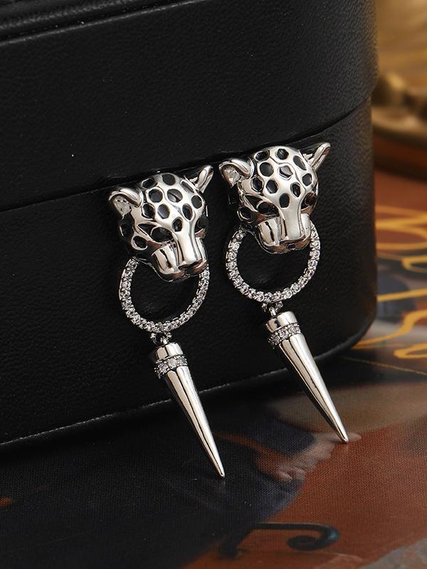 Geometric Leopard Eardrop Earrings Accessories Product Image