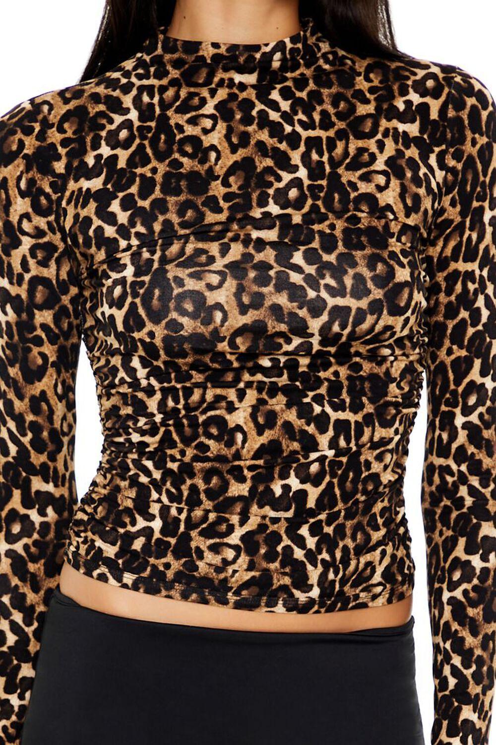 Leopard Print Mock Neck Crop Top | Forever 21 Product Image