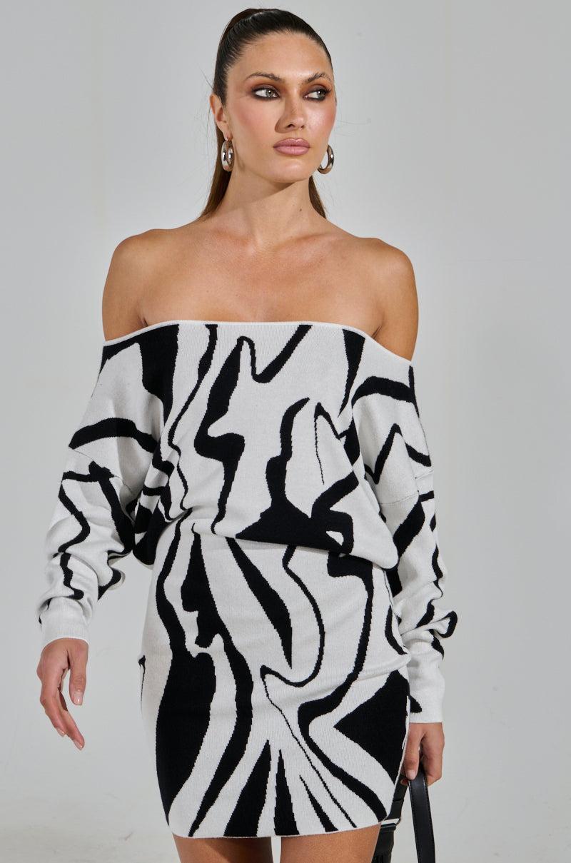 LYDIA KNIT PRINTED MINI DRESS Product Image