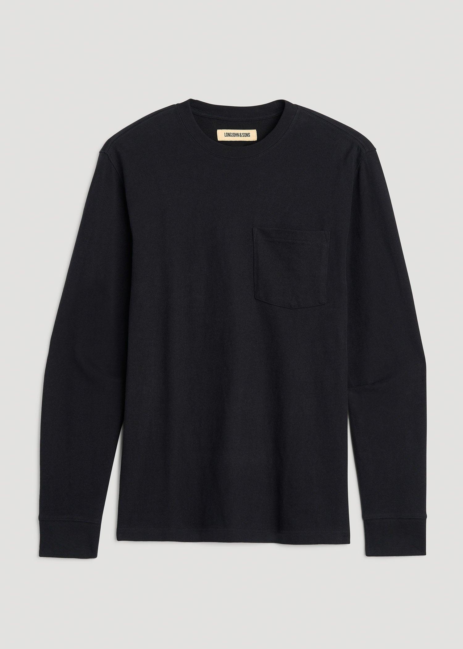 LJ&S Long Sleeve Workwear Pocket Tall Men's Tee in Black Product Image