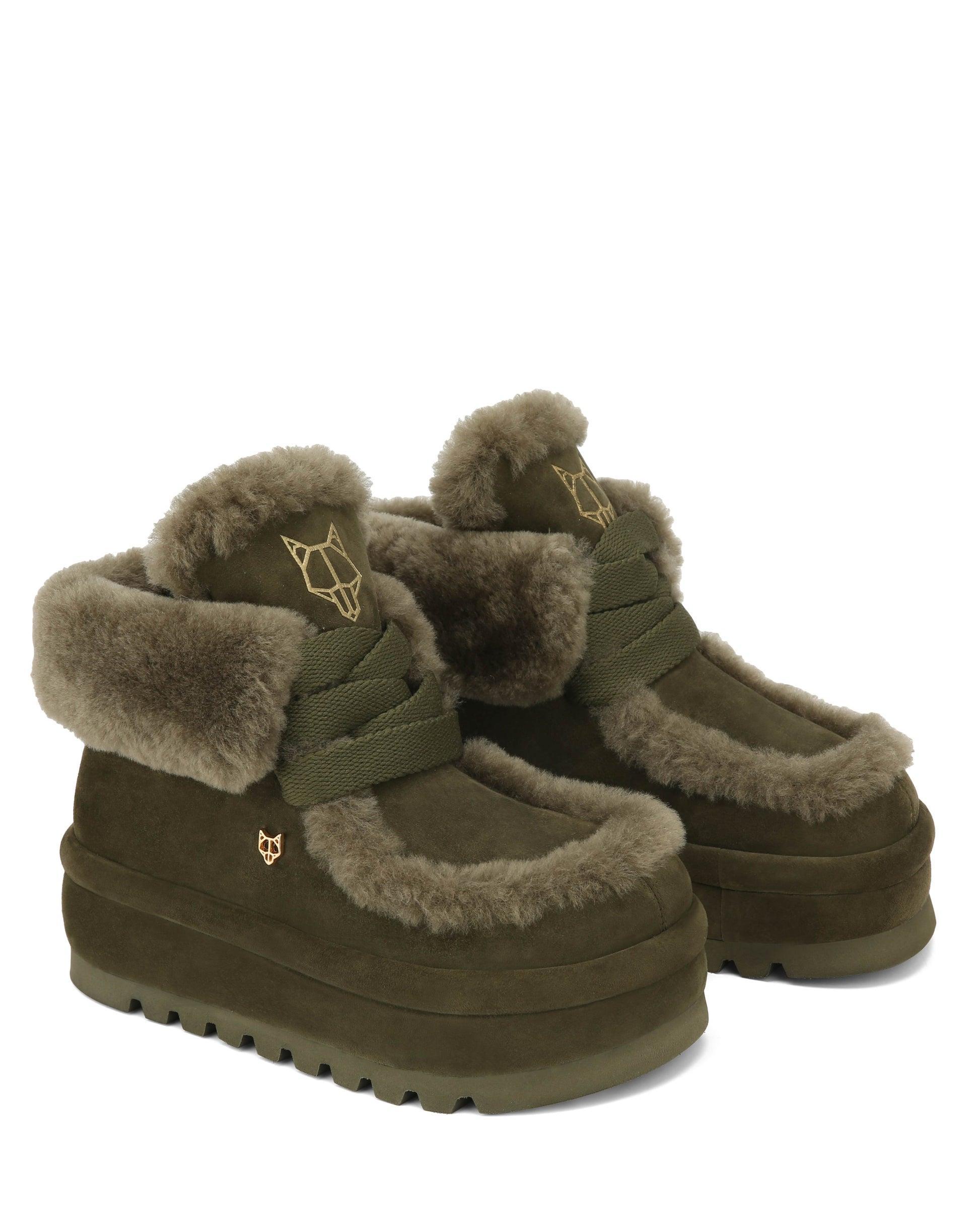 Bambi Dark Olive Suede/Shearling Product Image