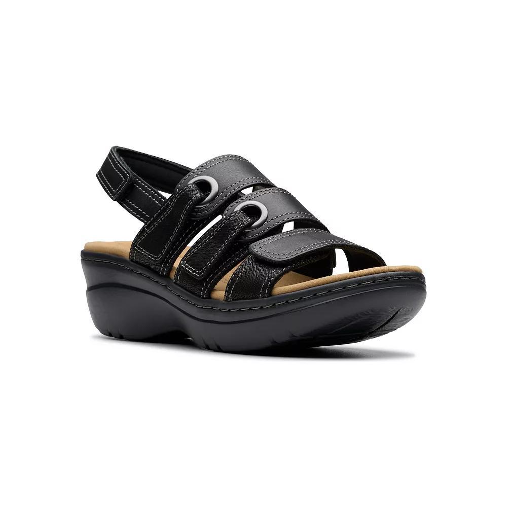 Clarks® Merliah2 Women's Wedge Sandals, Size: 12, Black Leather Product Image