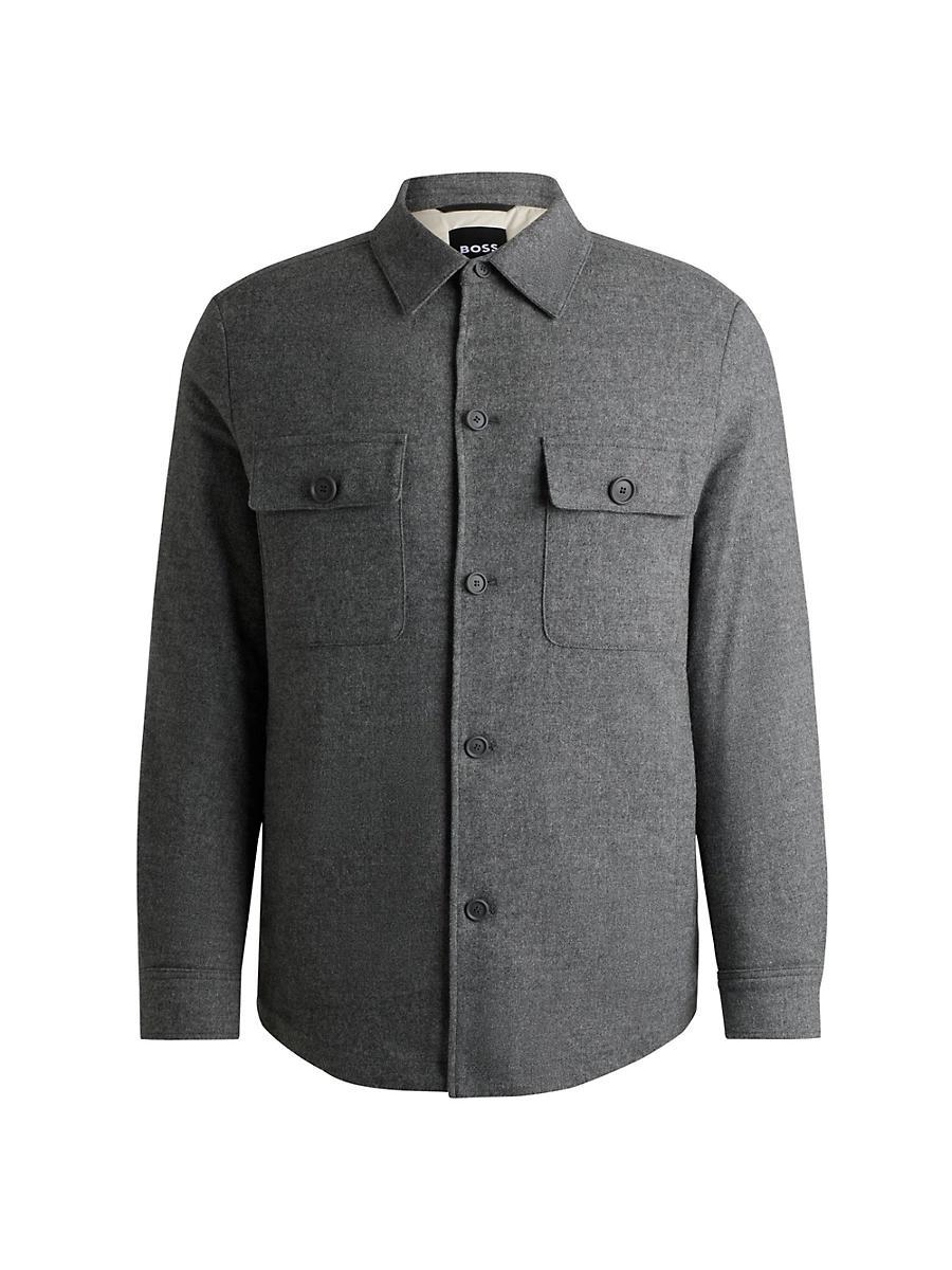 Mens Relaxed-Fit Overshirt in Padded Brushed Flannel Product Image